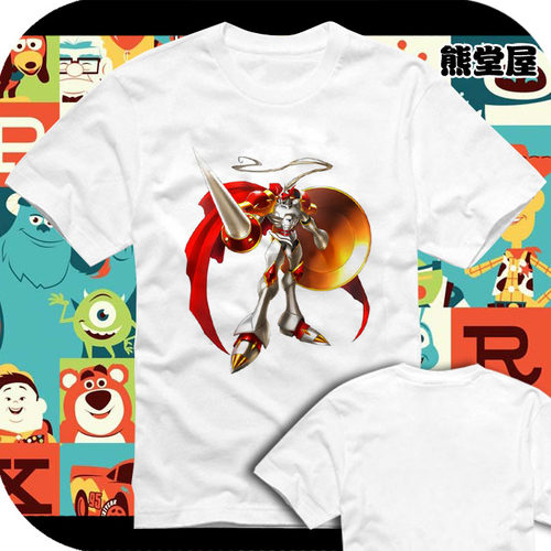 数码宝贝数码暴龙digimon真红莲骑士兽纯棉衣服T恤短袖