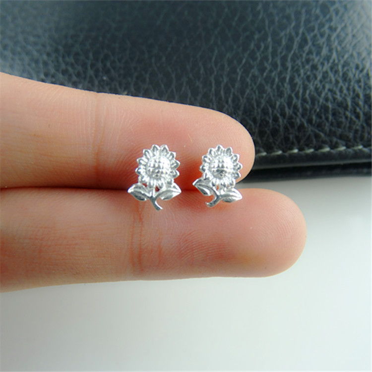 谢家银匠99银耳钉 女 99足银钩  向日葵紫荆花弯钩耳钉 - 封面