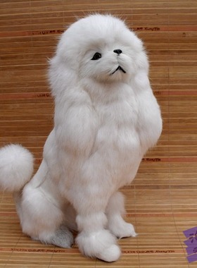 贵妇犬摆件兔皮毛工艺品