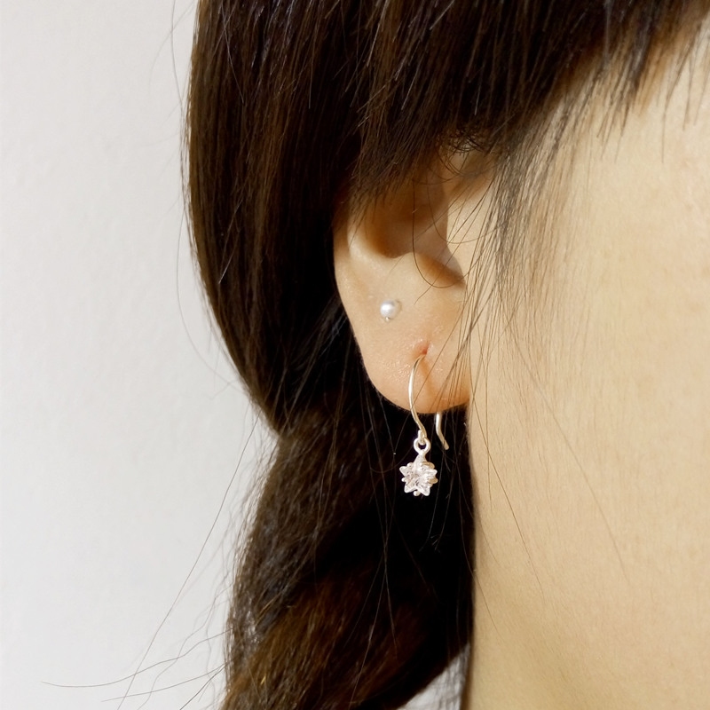 手工足银999纯银耳钩进口养耳女