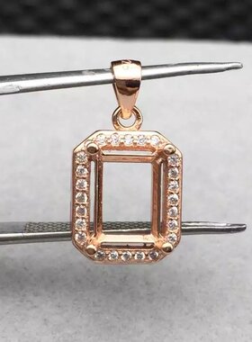 精工925纯银镀18k白金成品空托