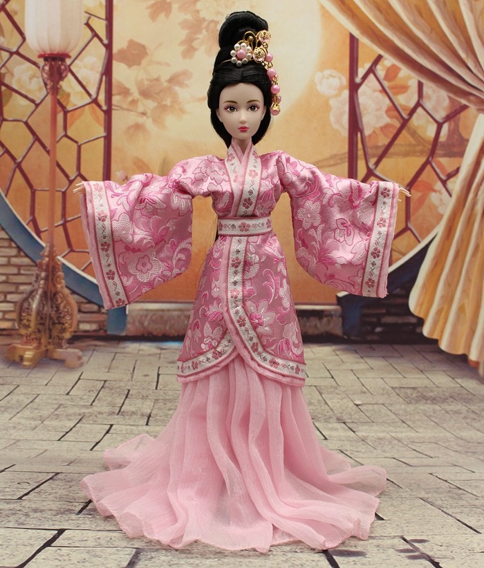 中国古装娃娃衣服换装服饰传统粉色汉服六分娃穿 只是衣服