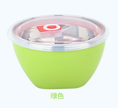 彩色不锈钢保鲜碗带盖加厚泡面碗冰箱保鲜盒韩式料理碗密封碗饭盒