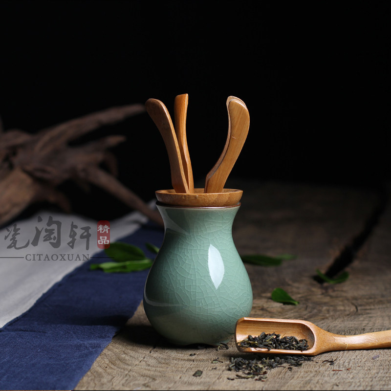 尚品唐青瓷茶道六君子套装 功夫茶具配件 茶道茶夹茶盘零配竹