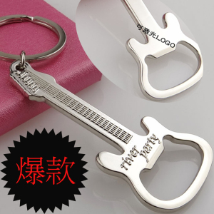 创意小礼品金属吉他啤酒开瓶器 广告定制吉他挂件钥匙扣刻字LOGO