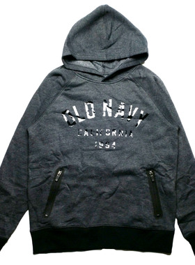 乐天BABY*外贸 10-12岁男童深灰色连帽全棉棉绒春秋外套卫衣