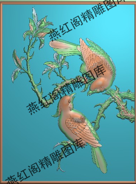 高清精雕图jdp灰度图浮雕图电脑雕刻图精品花鸟椅背板1.221x290.