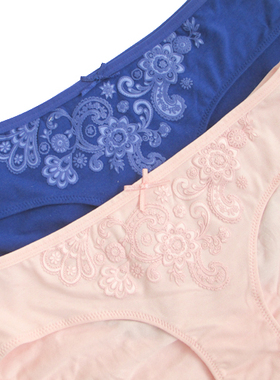 满69包邮特价6ixty8ight粉色蓝色印花低腰简约自然女士三角内裤