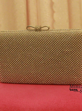 2025外贸单欧美奢华水钻晚宴包 蝴蝶结头镶钻晚宴手拿礼服婚纱包