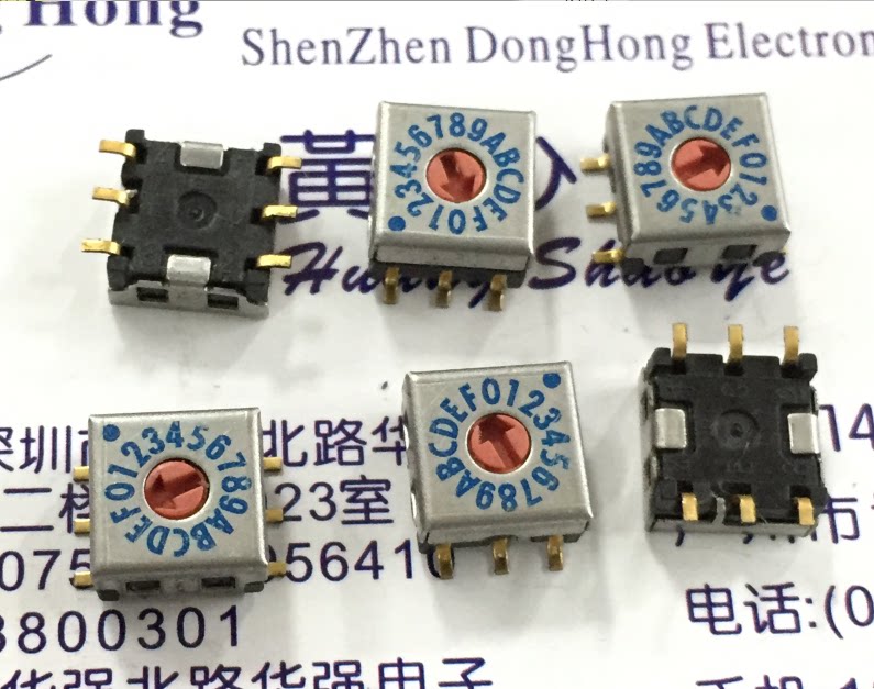 日本FUJISOKU富士16档位7*7贴片旋转拨码0-F编码开关SMR7116反码_虎窝淘