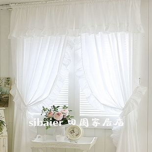 新款**高支纯棉百褶荷叶边款窗帘