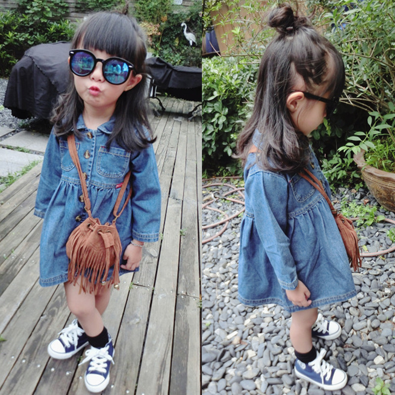 Robes pour fille en coton denim - Ref 2047654 Image 1