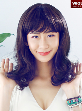 wigs2you假发新品 空气感齐刘海修脸梨花头 中长款卷发整顶假发套