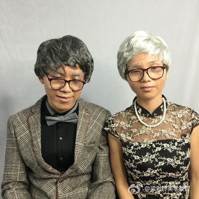 演老头老太太花白假发男女短发老爷爷老奶奶老公公老婆婆银白头发