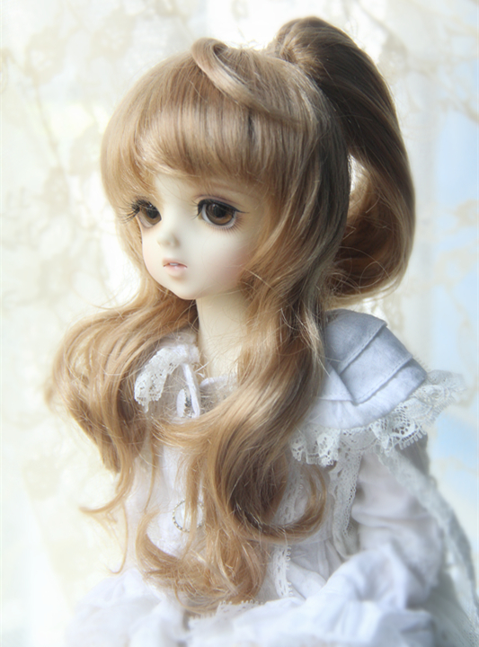 BJD娃娃6分棕色单双马尾马海毛