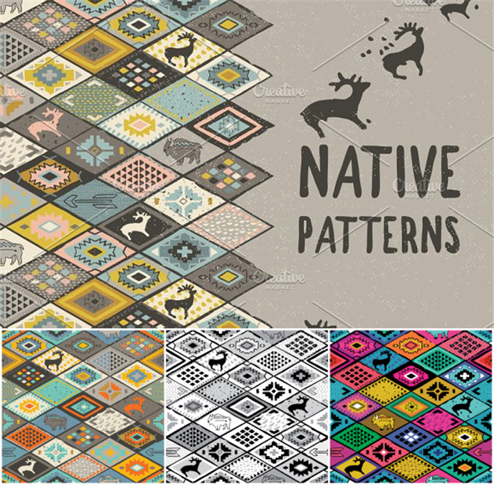 [472]民族风格纹样花纹LOGO包装装饰插画 AI矢量设计素材