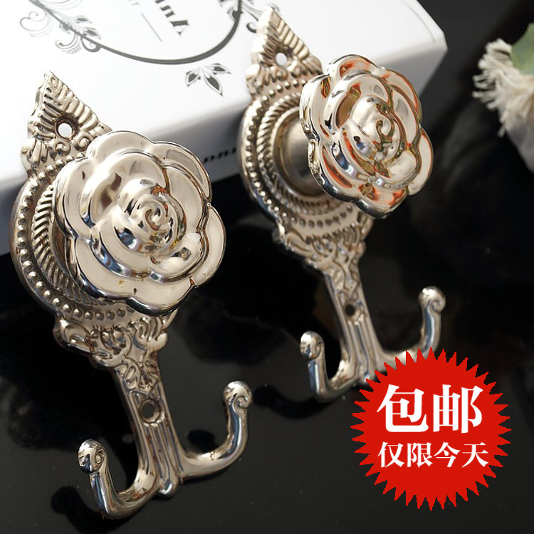 玫瑰窗帘挂钩墙钩壁钩窗帘挂球挂钩绑带绑绳衣帽钩勾金属高档配件