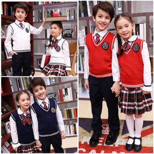 英伦幼儿园园服小学生校服班服运动套装春秋男女童毛背心套装MX02