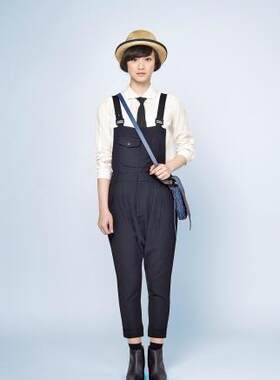 initial14年女装休闲两穿法可拆卸背带裤休闲裤哈伦裤14SXPFL121