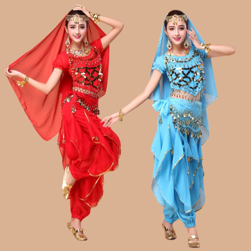 肚皮舞套装夏新款新疆印度舞蹈服装练功服表演服成人练习女旋转裤