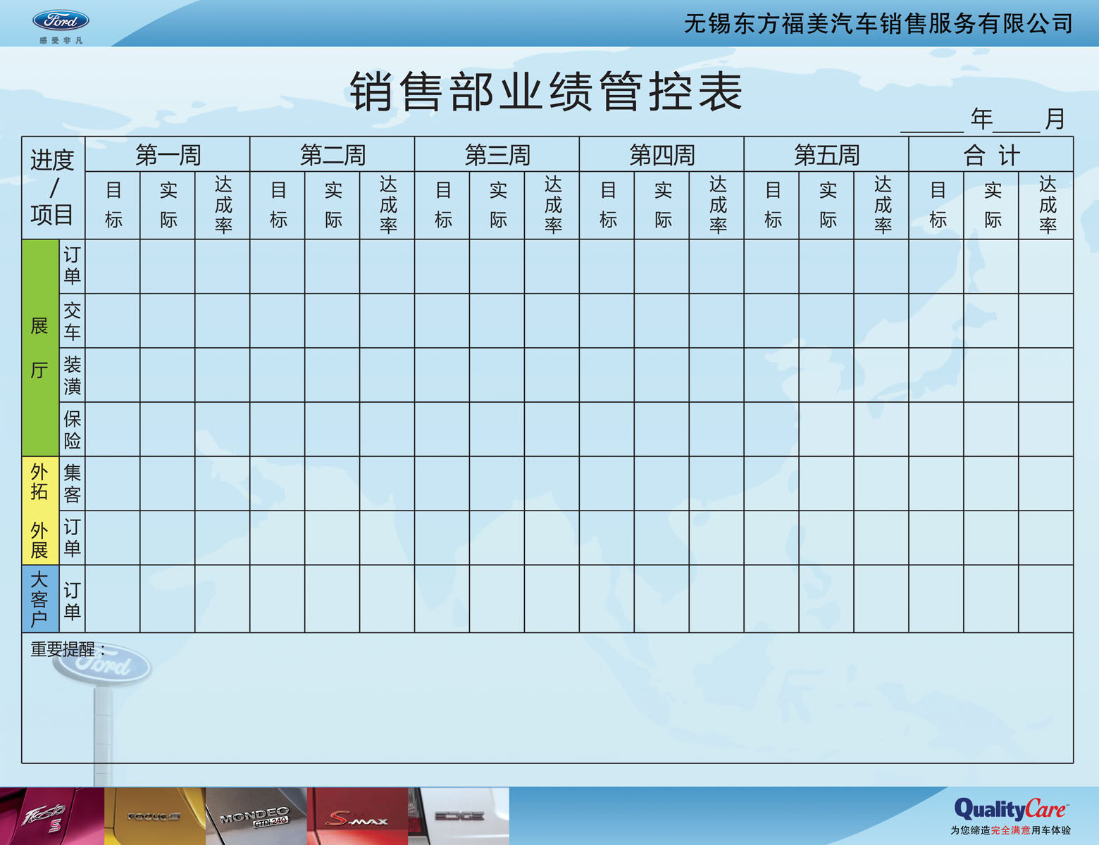 海报印制666素材606汽车公司销售部业绩管控表0
