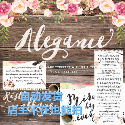 复古唯美草体飘逸英文手写字体 LOGO制作海报平面设计PS字体素材