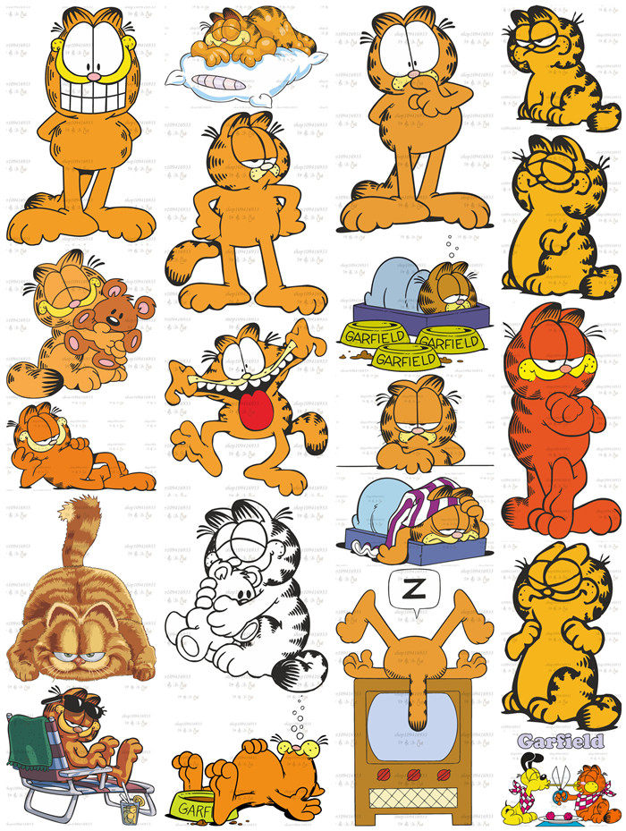 矢量设计素材 20张加菲猫卡通形象图案 eps格式 cdr