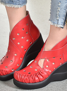 2026夏款隐形内增高12厘米 坡跟 超高跟镂空魔术贴 女鞋凉鞋3518k