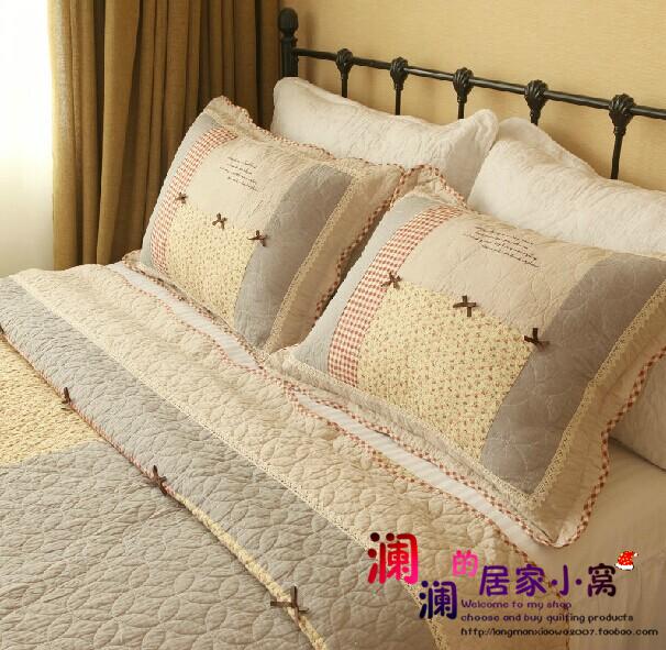 外贸原单纯棉高档水洗枕套绗缝被