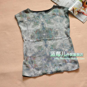 蓝莓儿 套头抽象图案 女式花色T恤衫