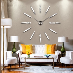 免打孔挂钟 时尚 创意静音DIY个性 现代简约超大欧式 装 饰墙贴客厅钟
