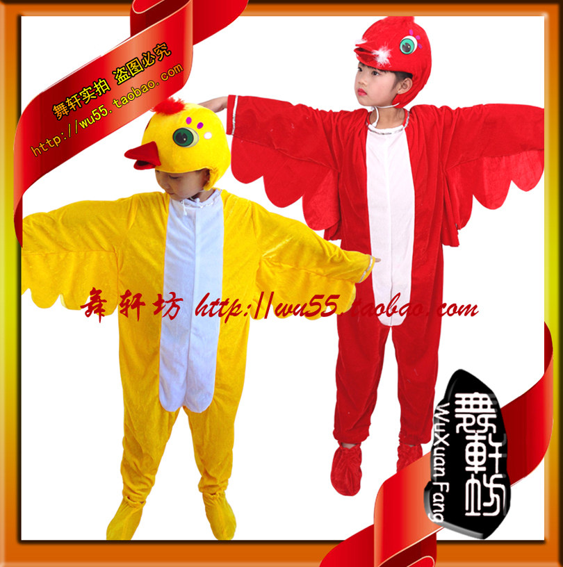 小鸟动物儿童演出服装 红鸟舞蹈服表演服 黄鹂鸟服饰幼儿卡通喜鹊