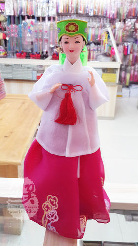 韩国进口传统人偶/新娘韩服娃娃/韩国料理店摆设/正品/H-P03340-3