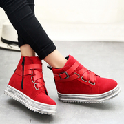 Fall 2015 new Korean wave shoes with thick letter at the end of students ' high help shoes side zipper flat-bottom shoes