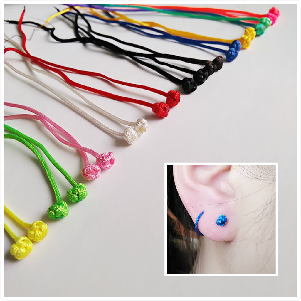 热卖编织小球红绳耳线防过敏简约绳子耳钉气质流苏耳环男女同款