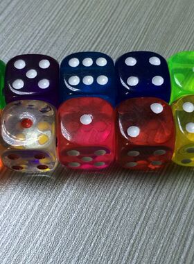 18MM圆角十色透明精美骰子/18号透明骰子/圣诞礼物/出口dice
