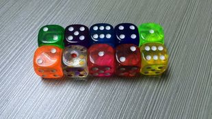 出口dice 圣诞礼物 18MM圆角十色透明精美骰子 18号透明骰子