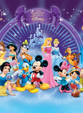 迪士尼卡通动漫 迪士尼公主 米奇米妮 小熊维尼 动漫 装饰画D915C