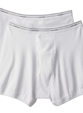 jockey 男士内裤平角裤白色净版2条装加肥加大 美国直邮1140899