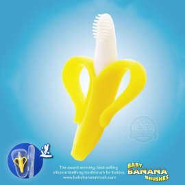 美国babybanana婴儿牙胶，香蕉宝宝咬胶玩具，牙刷进口硅胶磨牙棒器