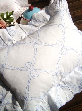 外贸纯棉绣花复古布艺荷叶边枕套坐垫套扶手巾公主风 约45X55CM