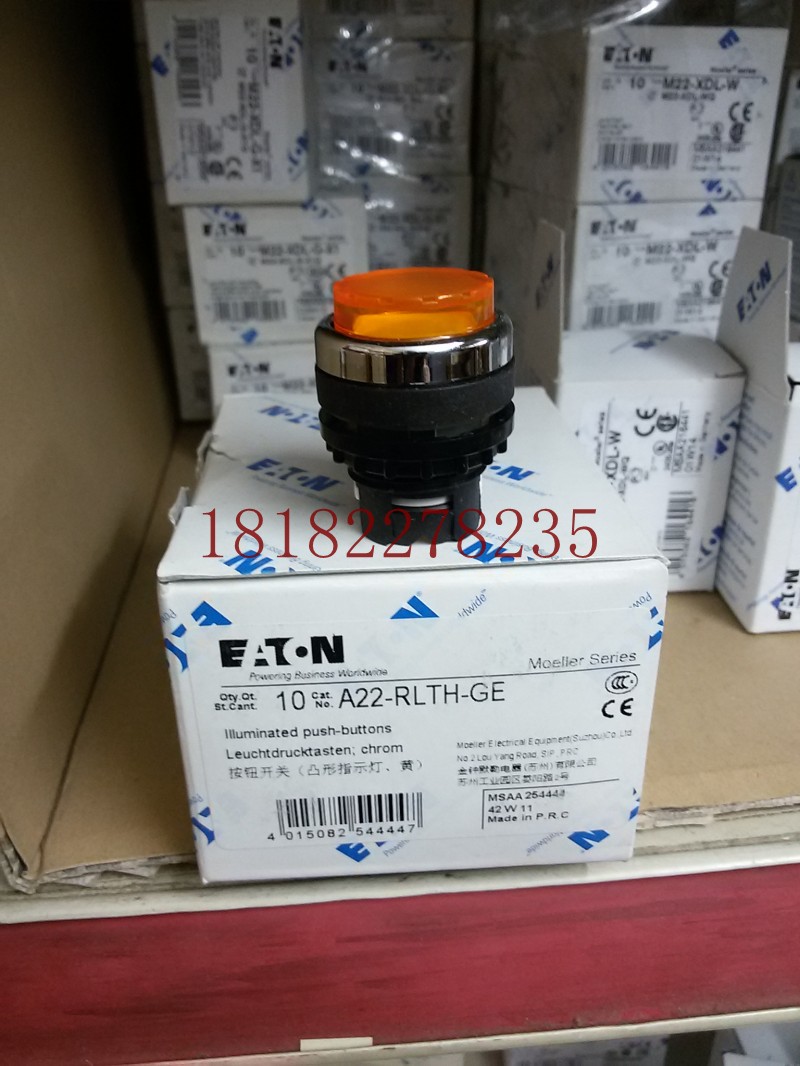 EATON MOELLER伊顿穆勒带灯按钮头A22-RLTH-GE