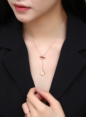 幸运吊坠镀18k玫瑰金百搭锁骨链