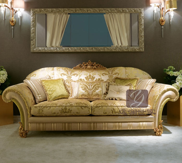 意大利高端布艺沙发欧式实木雕花沙发别墅客厅三人位沙发北京定制