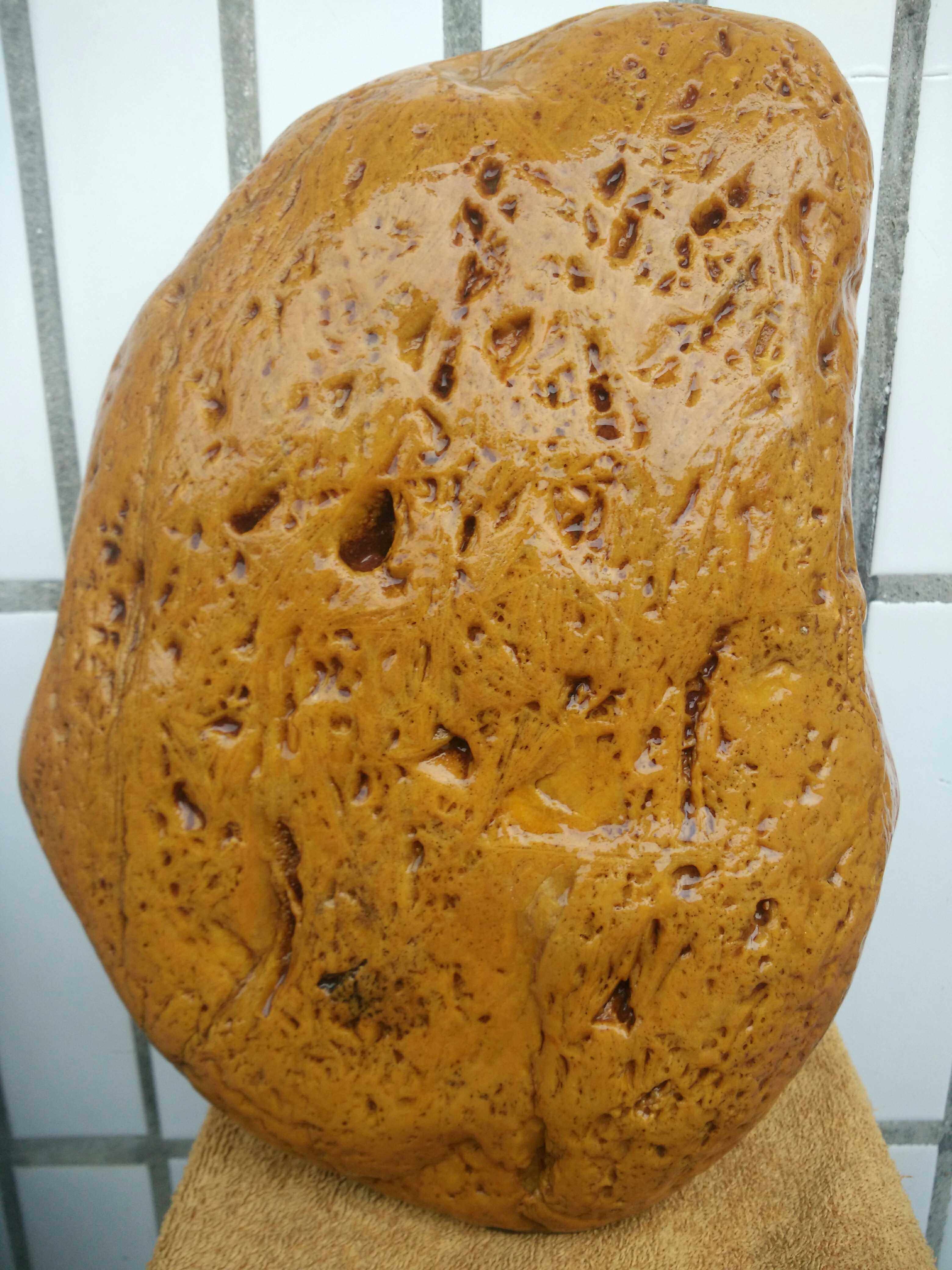 江西黄蜡石黄龙玉原石雕料玉石奇石观赏石磨沙冻蜡之红色水冲籽料