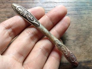 清代苏工天成款錾花寿纹银双尖发簪簪子，开门精美老银首饰包真老