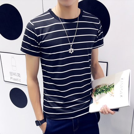 2017夏季新款男士短袖T恤圆领纯色体恤打底衫韩版日系半袖男装潮