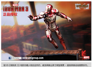漫威 钢铁侠 3英寸超级英雄战地情景 Mark 42 成品盒蛋模型