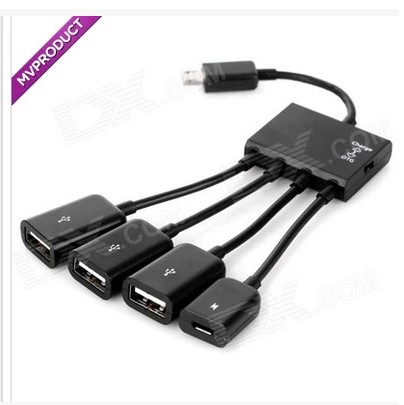 MICRO USB HUB OTG带供电手机连接键盘鼠标U盘读卡器分线器集线器