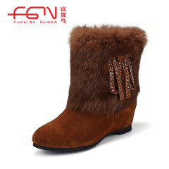 Rich bird boots authentic winter increased the addition to the Korean version of cotton boots women short boots cow plush